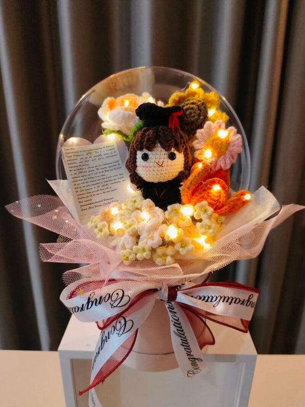 ACR0041 Orange yellow mixed flower graduation acrylic pot