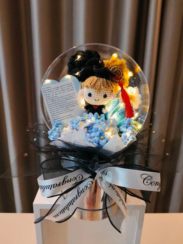 ACR0042 Blue black mixed flower graduation acrylic pot