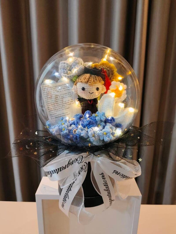 ACR0043 Blue white mixed flower graduation acrylic pot