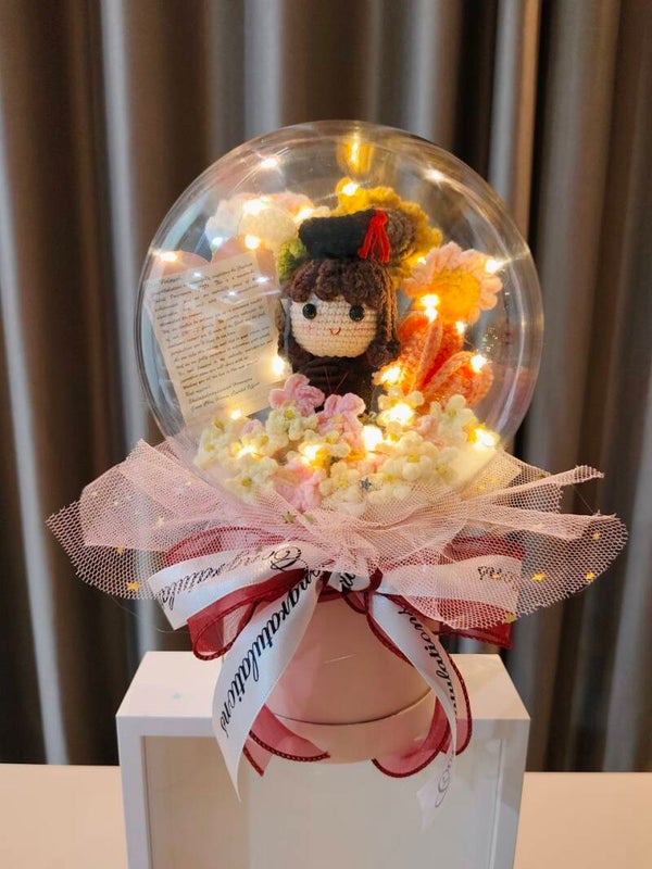 ACR0045 Yellow pink mixed flower graduation acrylic pot