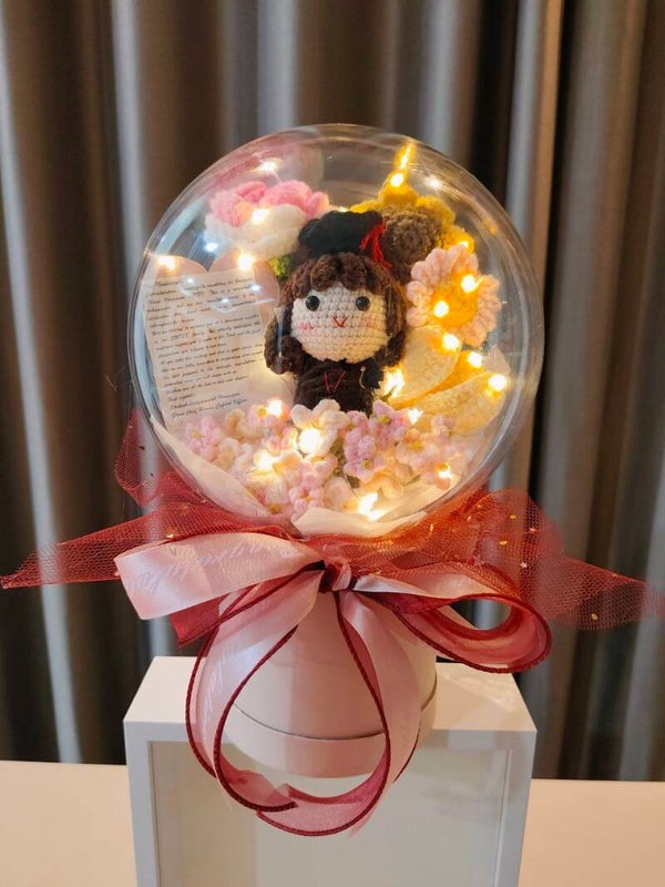 ACR0047 Pink yellow mixed flower graduation acrylic pot