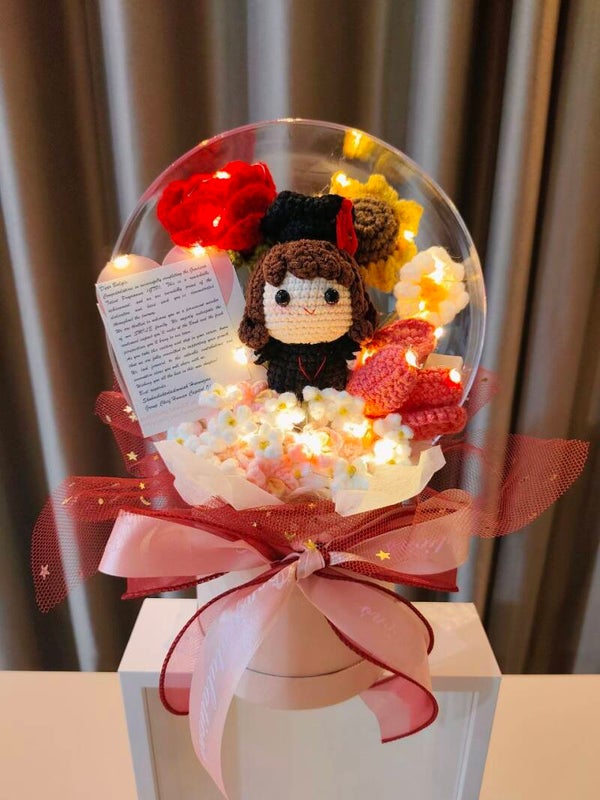 ACR0048 Red pink mixed flower graduation acrylic pot