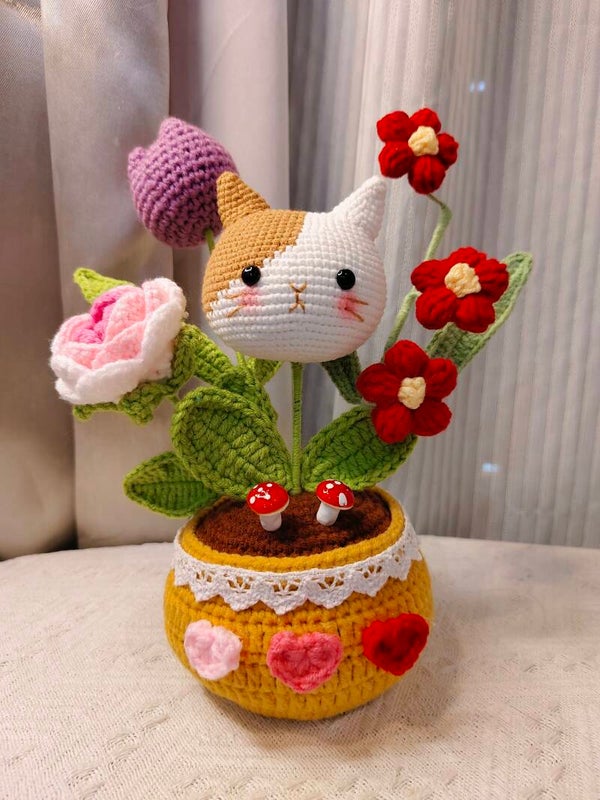 PCL0025 Cat tulip rose pot