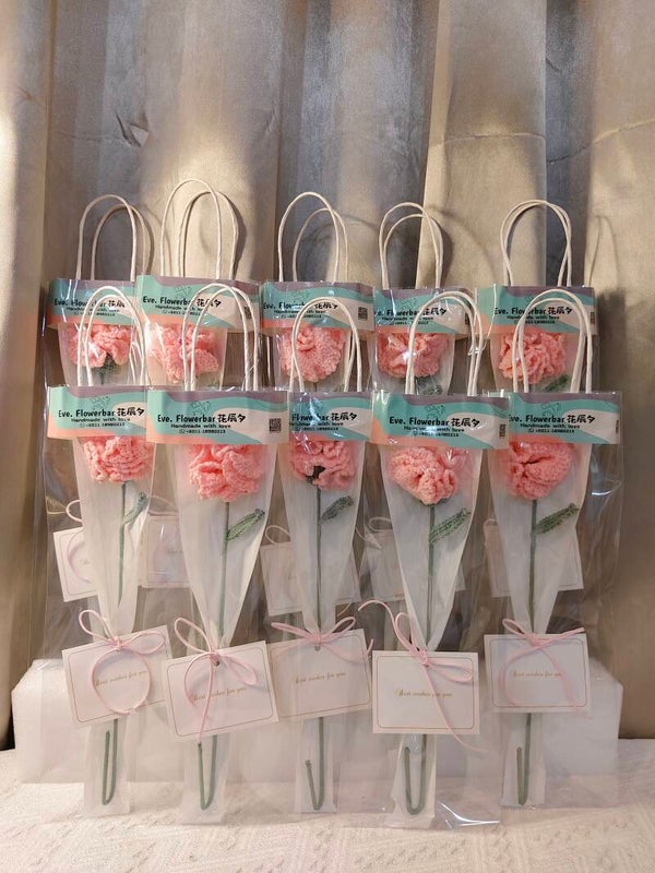 BBS0040 Pink carnation single stalk bouquet