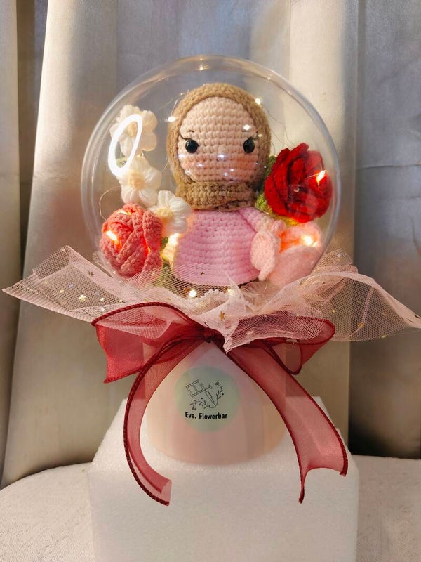 ACR0015 Muslim hijab doll rose acrylic pot