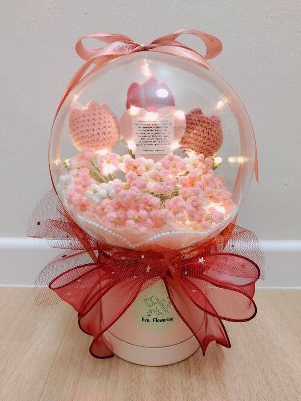 ACR0032 Tulip baby breath acrylic pot