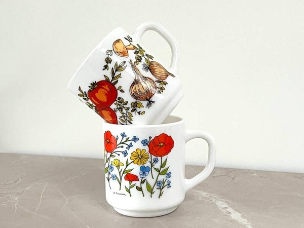 2 mugs fleurs et légumes