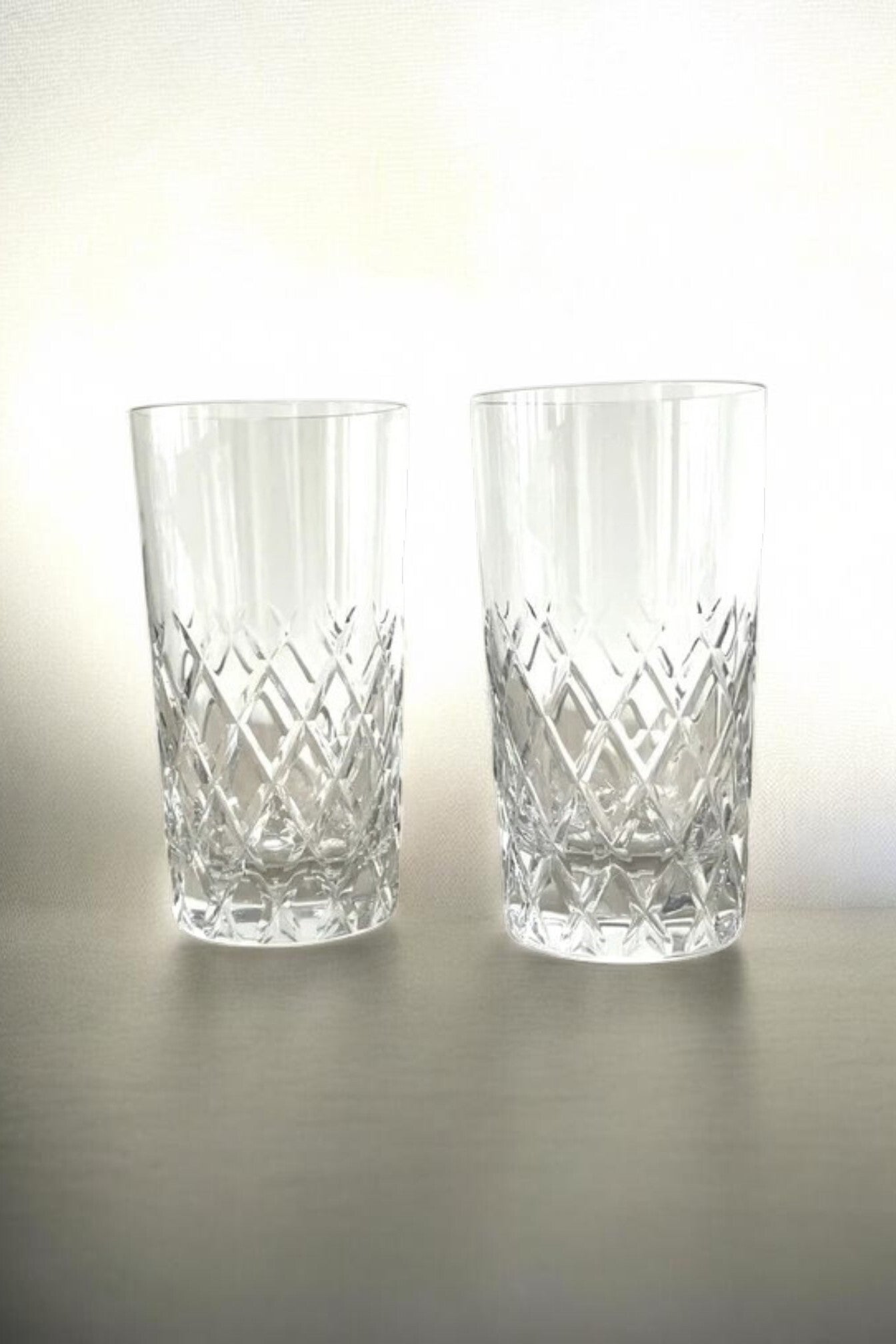 2 verres long drink en cristal