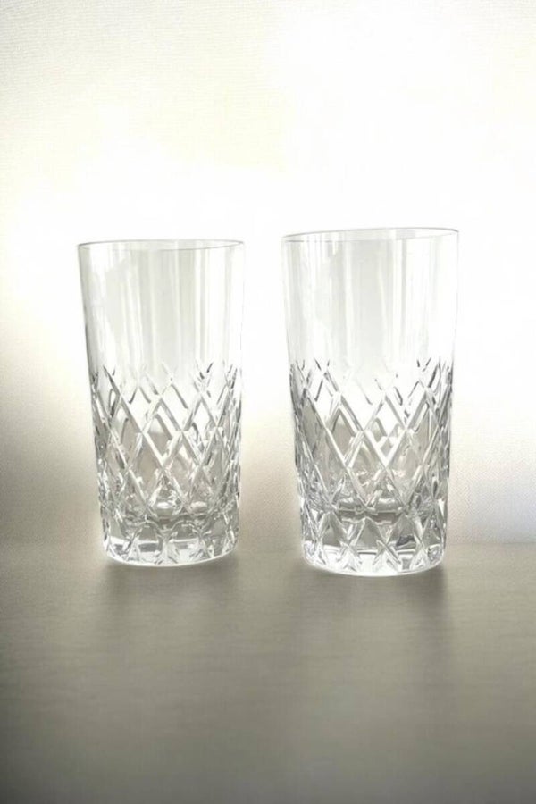2 verres long drink en cristal