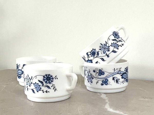 4 grandes tasses Arcopal Décor bleu