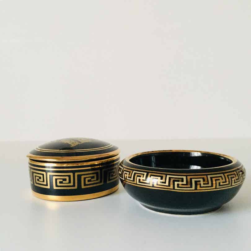 Ensemble boîte à bijoux et vide-poche grecs