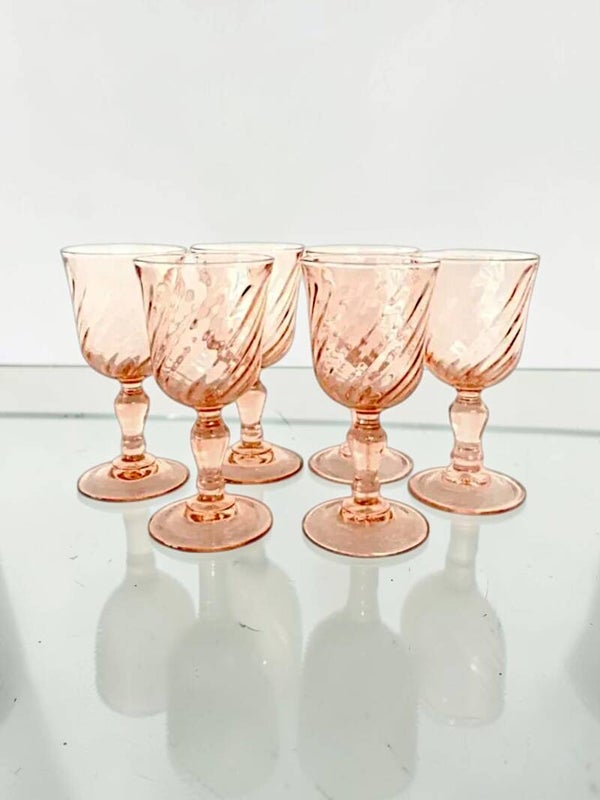 6 petits verres vintage Rosaline
