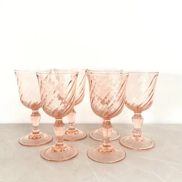 6 petits verres vintage Rosaline