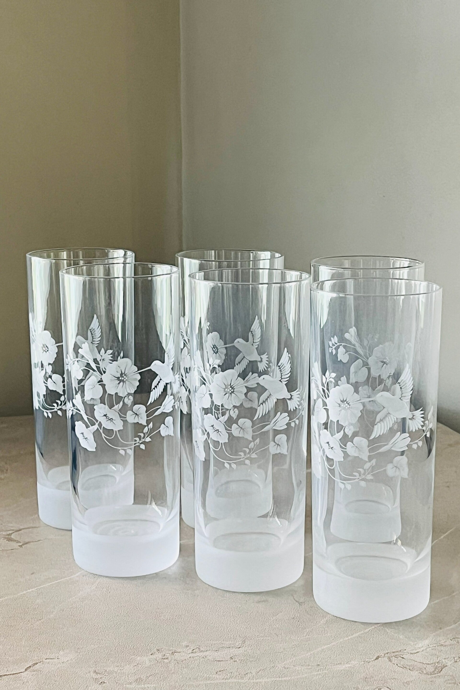 6 verres hauts en cristal taillé