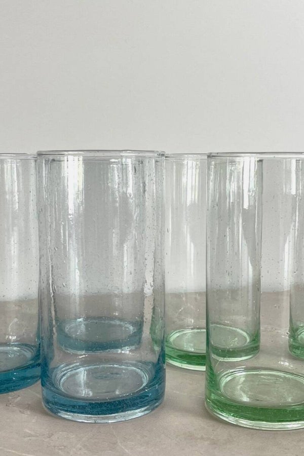 6 verres hauts en verre bullé