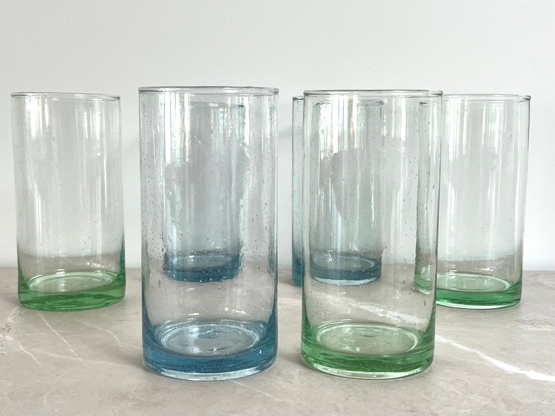 6 verres hauts en verre bullé