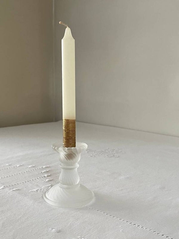 Bougeoir vintage en verre dépoli