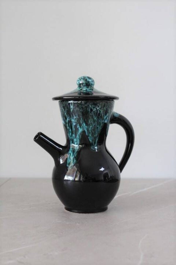 Théière-cafetière Fat Lava noire et bleue