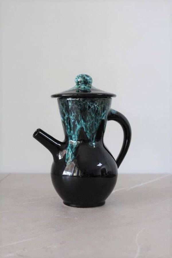 Théière-cafetière Fat Lava noire et bleue