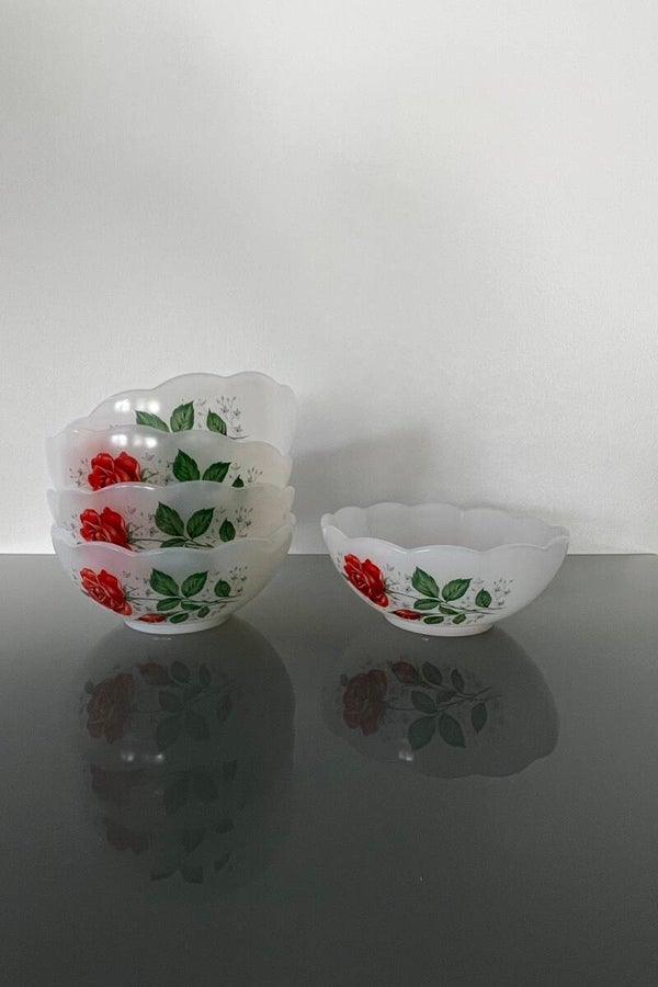 Coupelles Arcopal roses rouges
