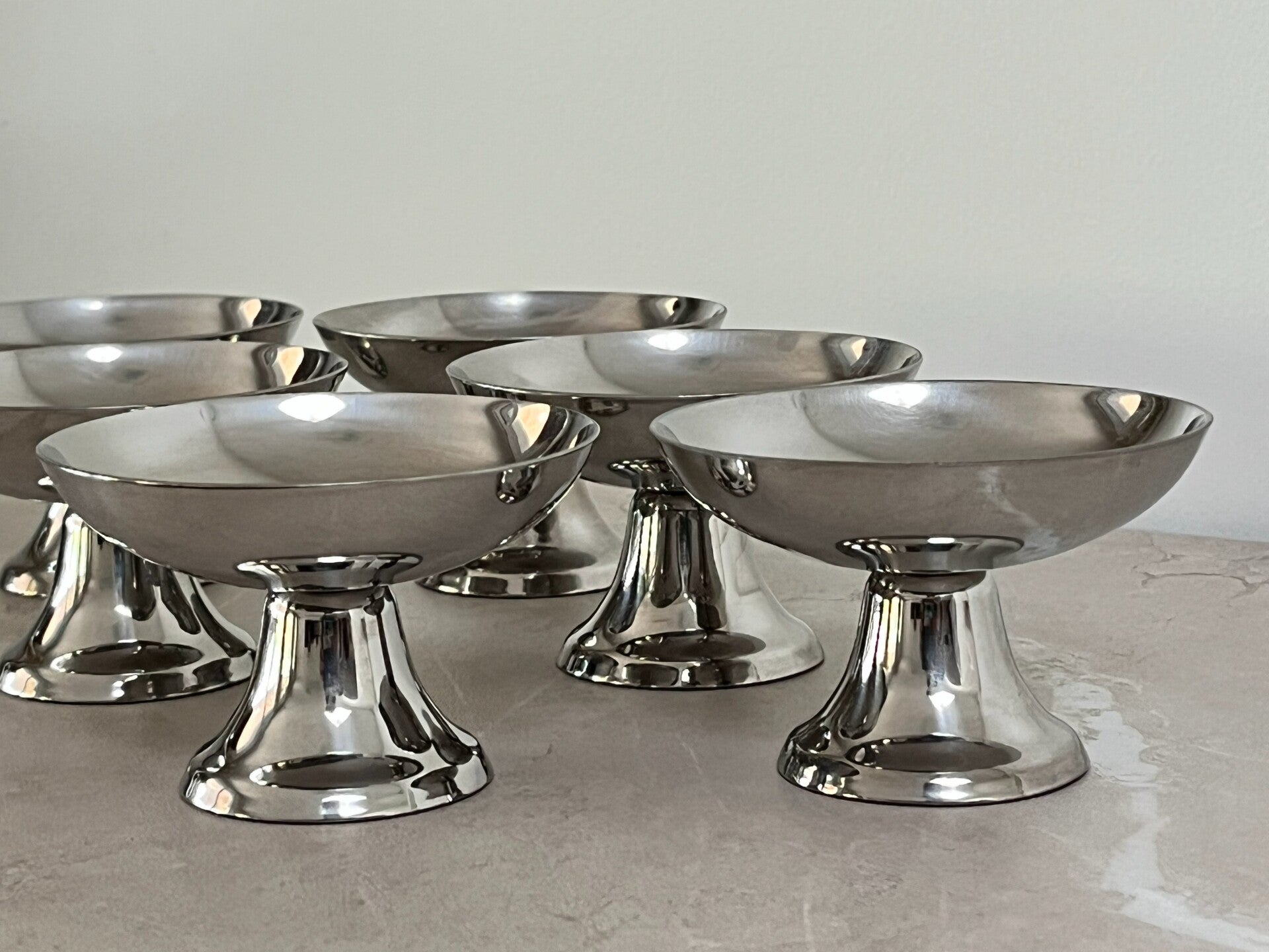 6 coupes à glace en inox des années 80