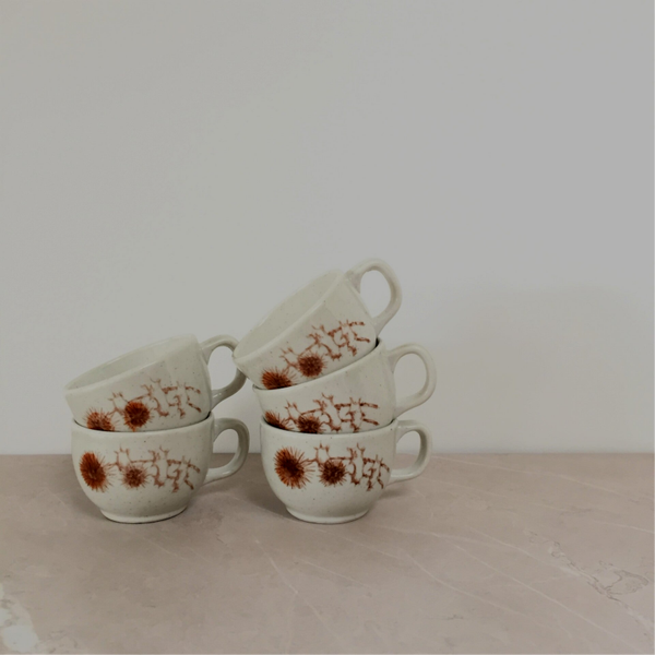 Tasses à café vintage en céramique Chardons