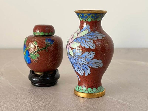 Lot potiche et vase en cloisonné vintage