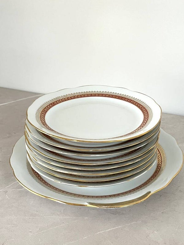 Service à gâteaux en porcelaine de Sologne L'Archevêque 7