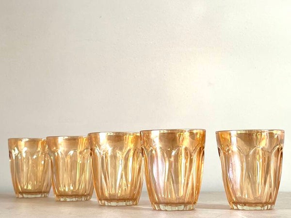 5 petits verres oranges années 70