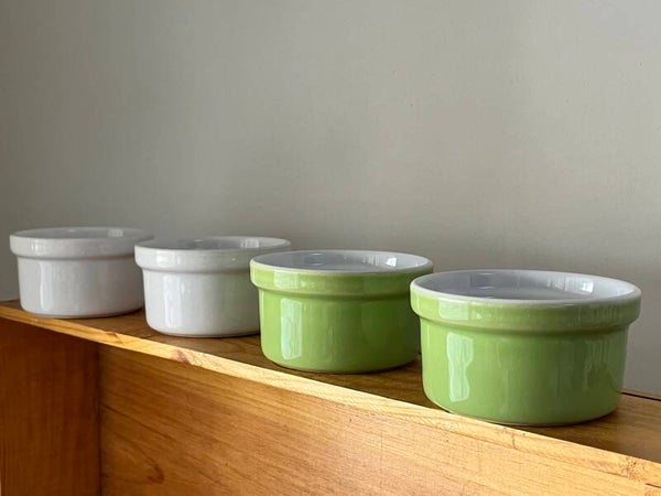 Ramequins Emile Henry verts et blancs