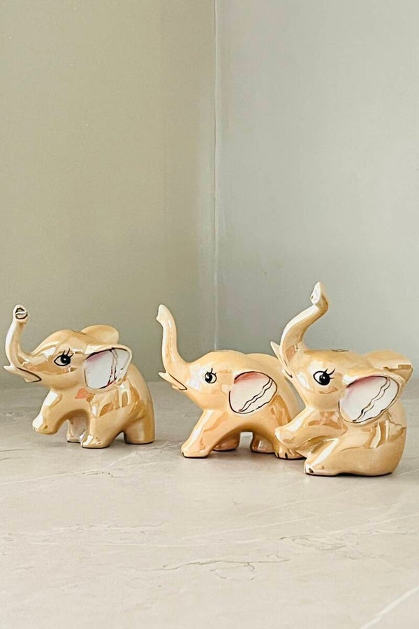 Trio éléphants en céramique