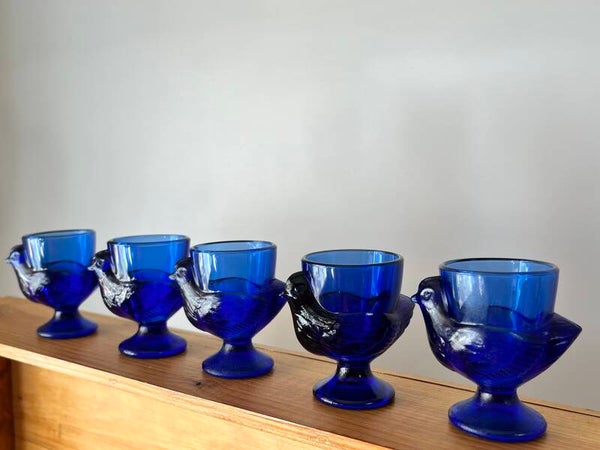 5 coquetiers bleus cobalt Arcoroc
