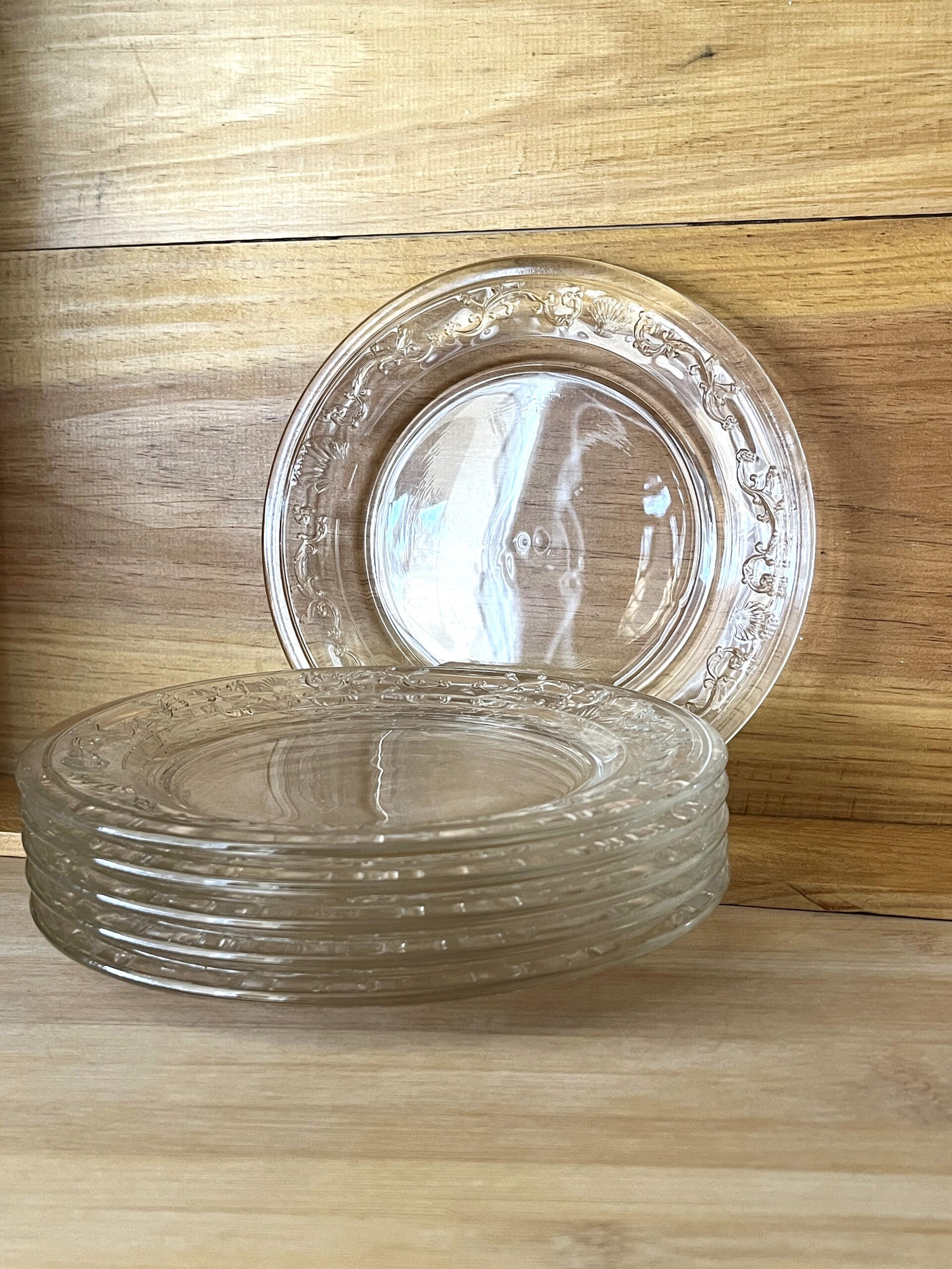 6 assiettes en verre La Rochère modèle Versailles