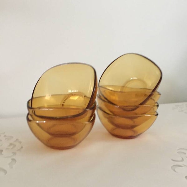 7 bols ou ramequins Vereco ambre Années 70
