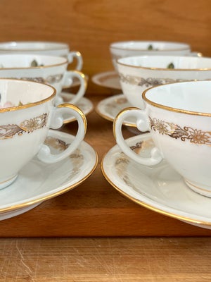 Set De 6 Tasses à Café Porcelaine Avec Soucoupes Et Cuillères - Motif Camélia Vintage