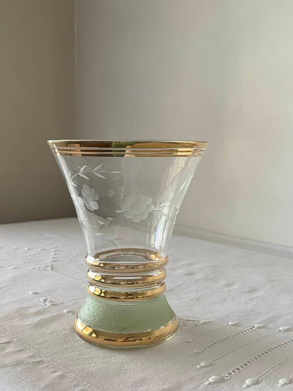 Vase vintage granité et dorures