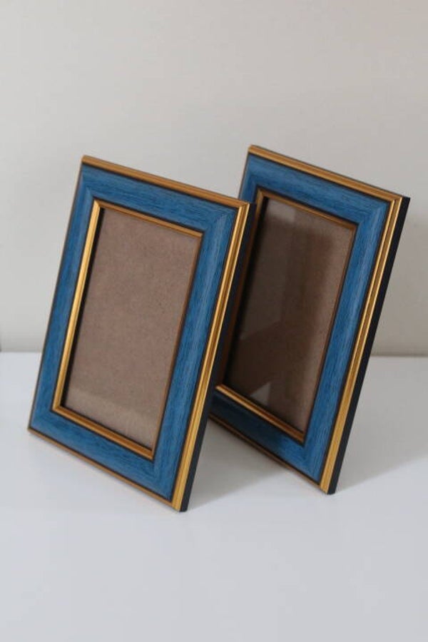 2 cadres photos vintage en bois et dorures