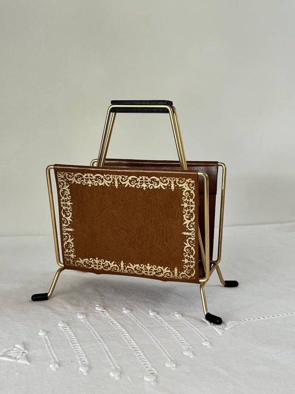 Porte-lettres années 70 en simili cuir
