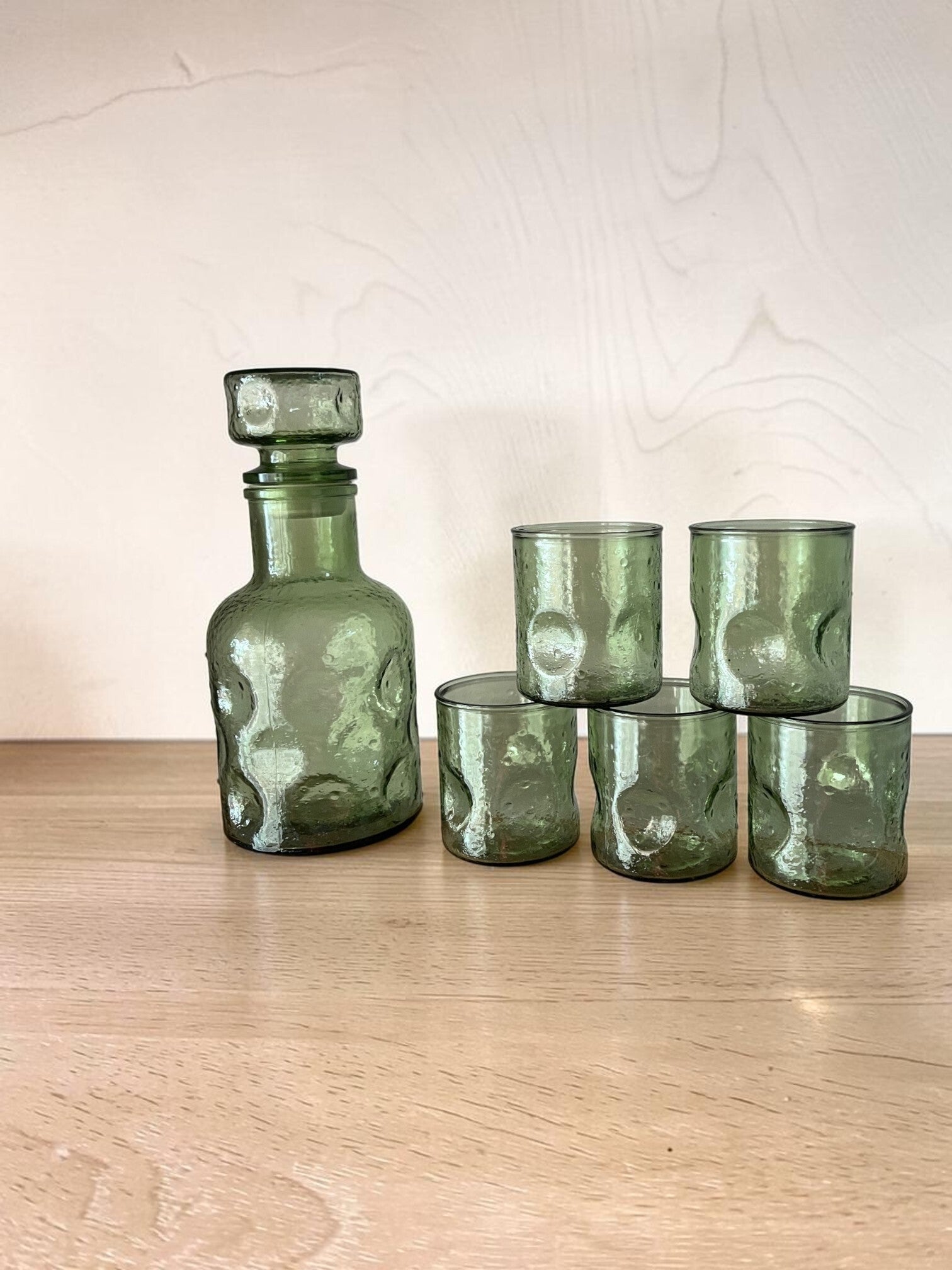 Service en verre bullé et pincé