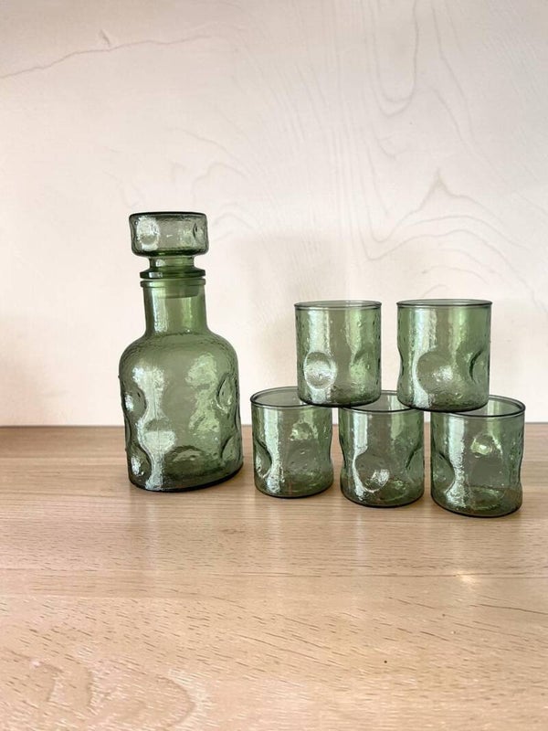 Service en verre bullé et pincé