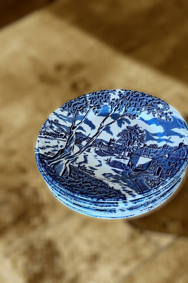 Set de 6 Assiettes à Dessert Grindley Bleu – Modèle Sunday Morning