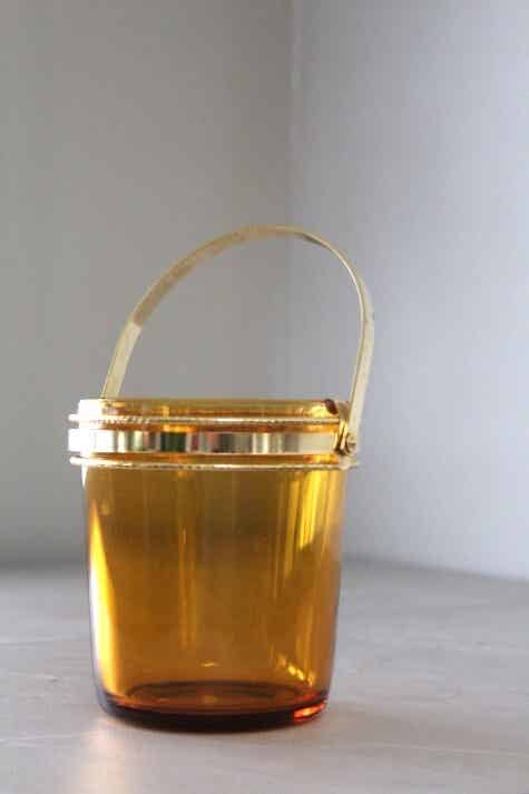 Seau à glace en verre ambré