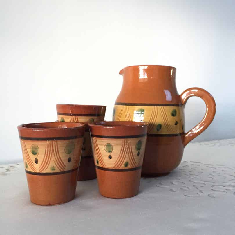 Service à orangeade ou eau en poterie