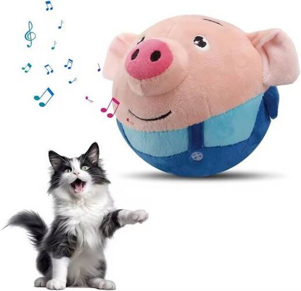 Jouet interactif rechargeable USB pour chien ou chat, balle couineuse et mobile, peluche active pour animaux de compagnie