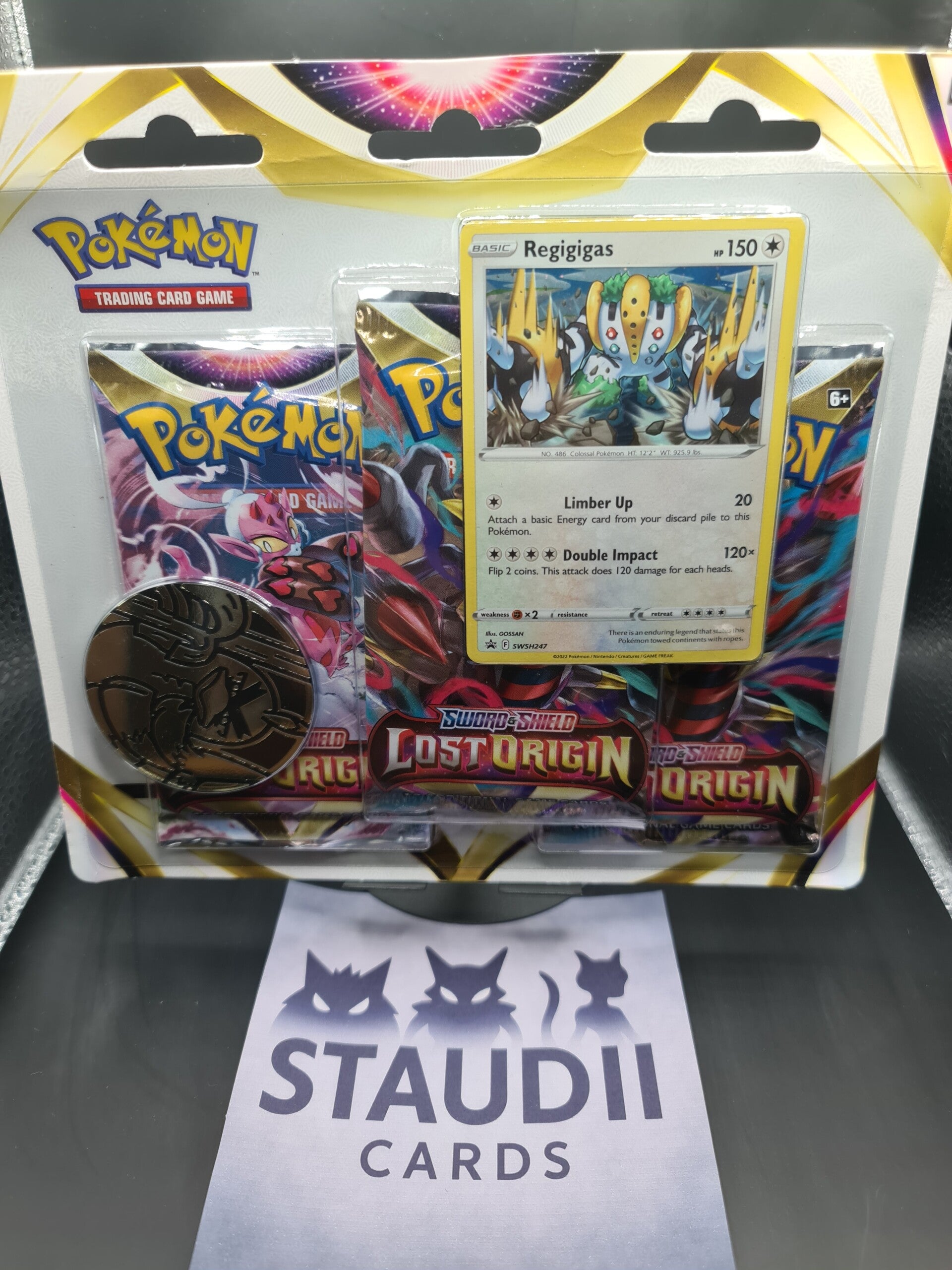 Pokémon – Lost Origin 3-Pack Blister (Regigigas Promo) – Englisch, 2022