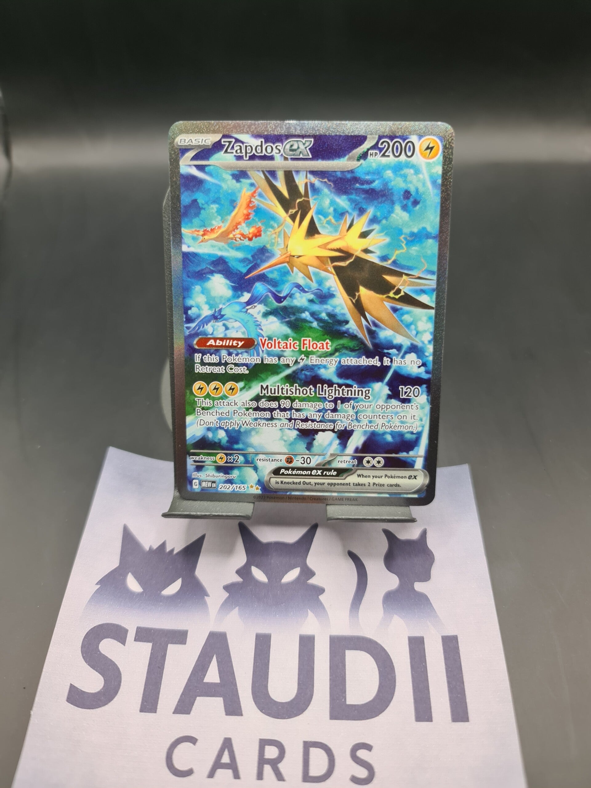 Zapdos ex ⚡💛 – 202/165 – Englisch – Scarlet & Violet: 151 (MEW) – Full Art Secret Rare ✨