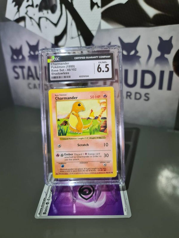Glumanda (Charmander) – Base Set 1999 Shadowless – CGC 6.5 EX/NM+ – Englisch