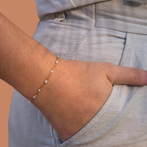 Bracelet OR perle blanche