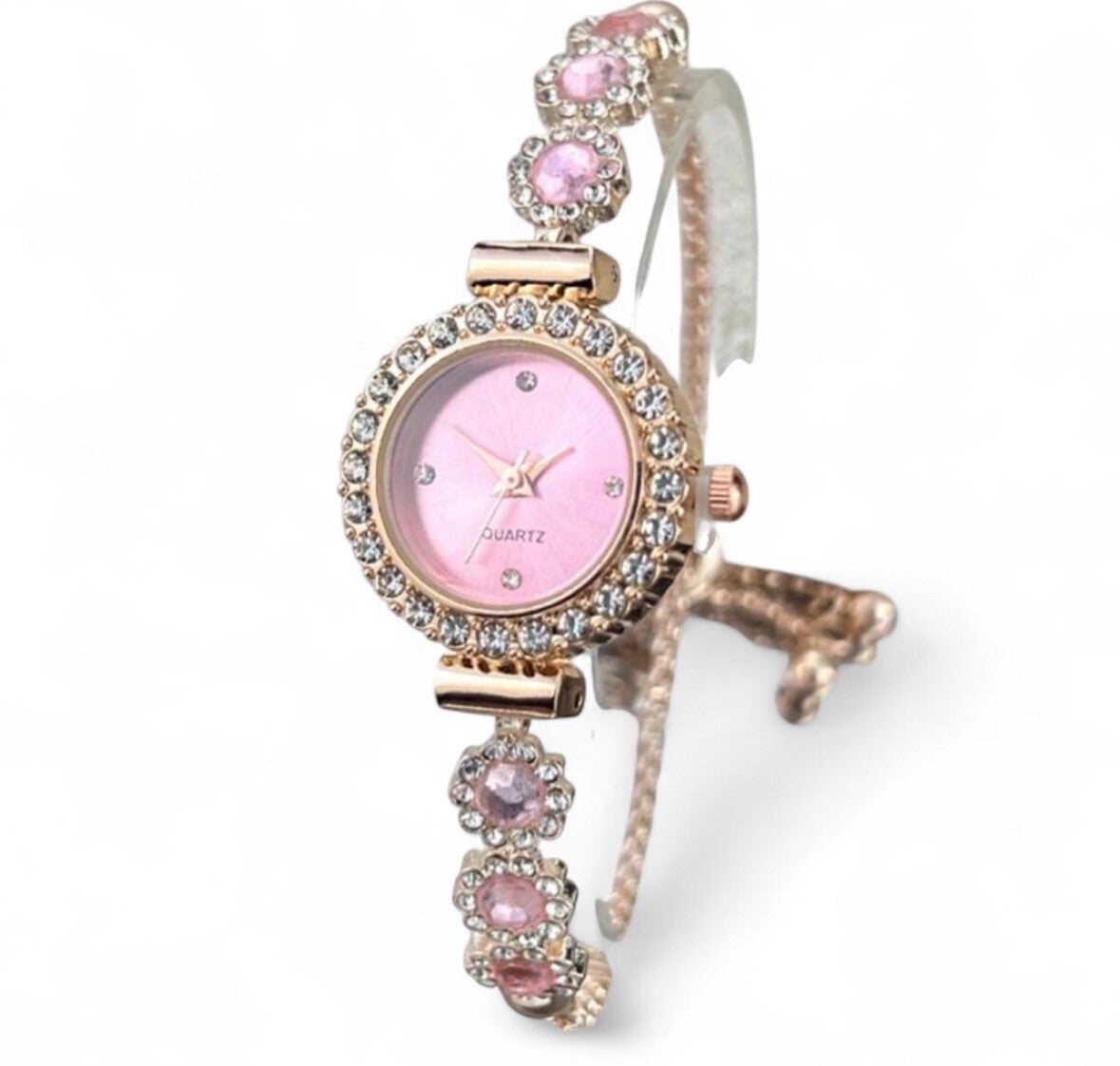 The Pink Rhinestone Watch Bracelet