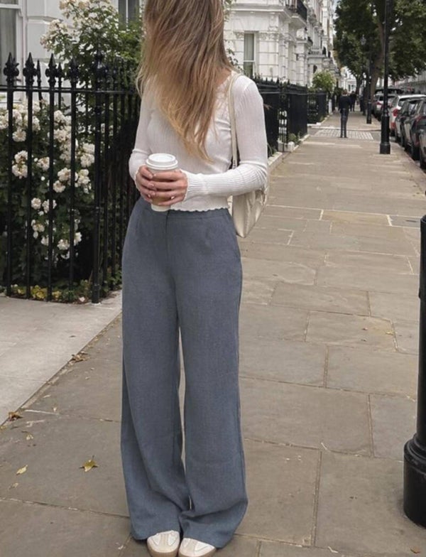 The Grey Formal Wide Leg Trousers